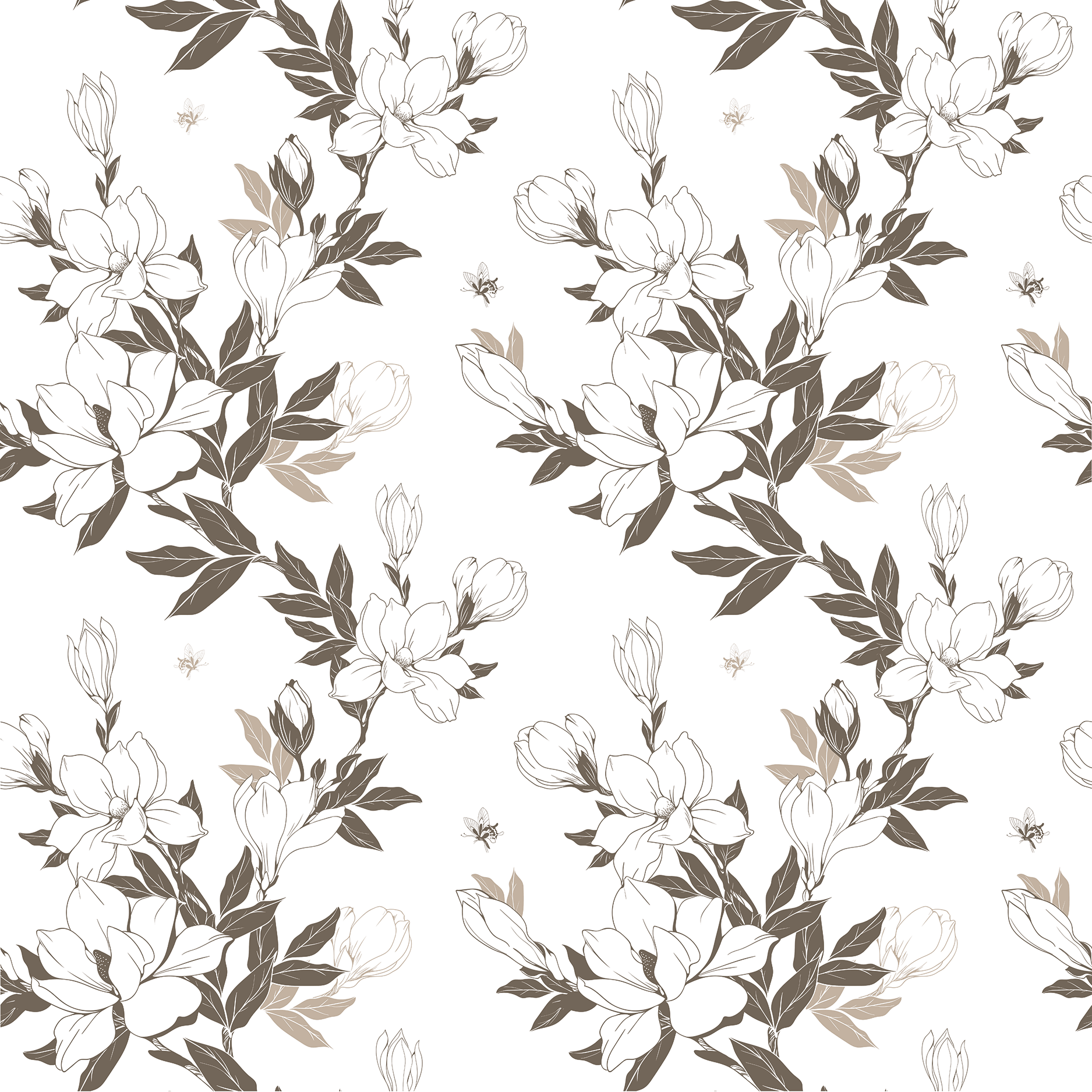 Woonkamer Vintage Magnolia flower Airtex Mania