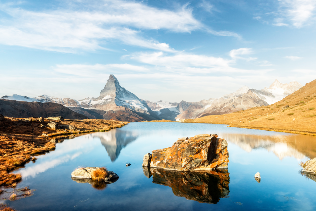 Matterhorn-peak on Stellisee-lake