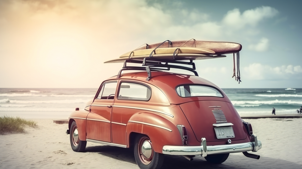 Vintage car on the beach