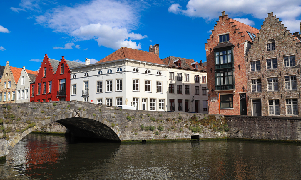 Colored medieval houses in Bruges