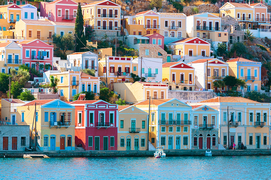 Colorful houses on Symi island, Greece